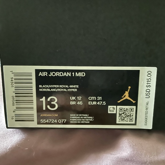 Jordan 1 hyper royal blue